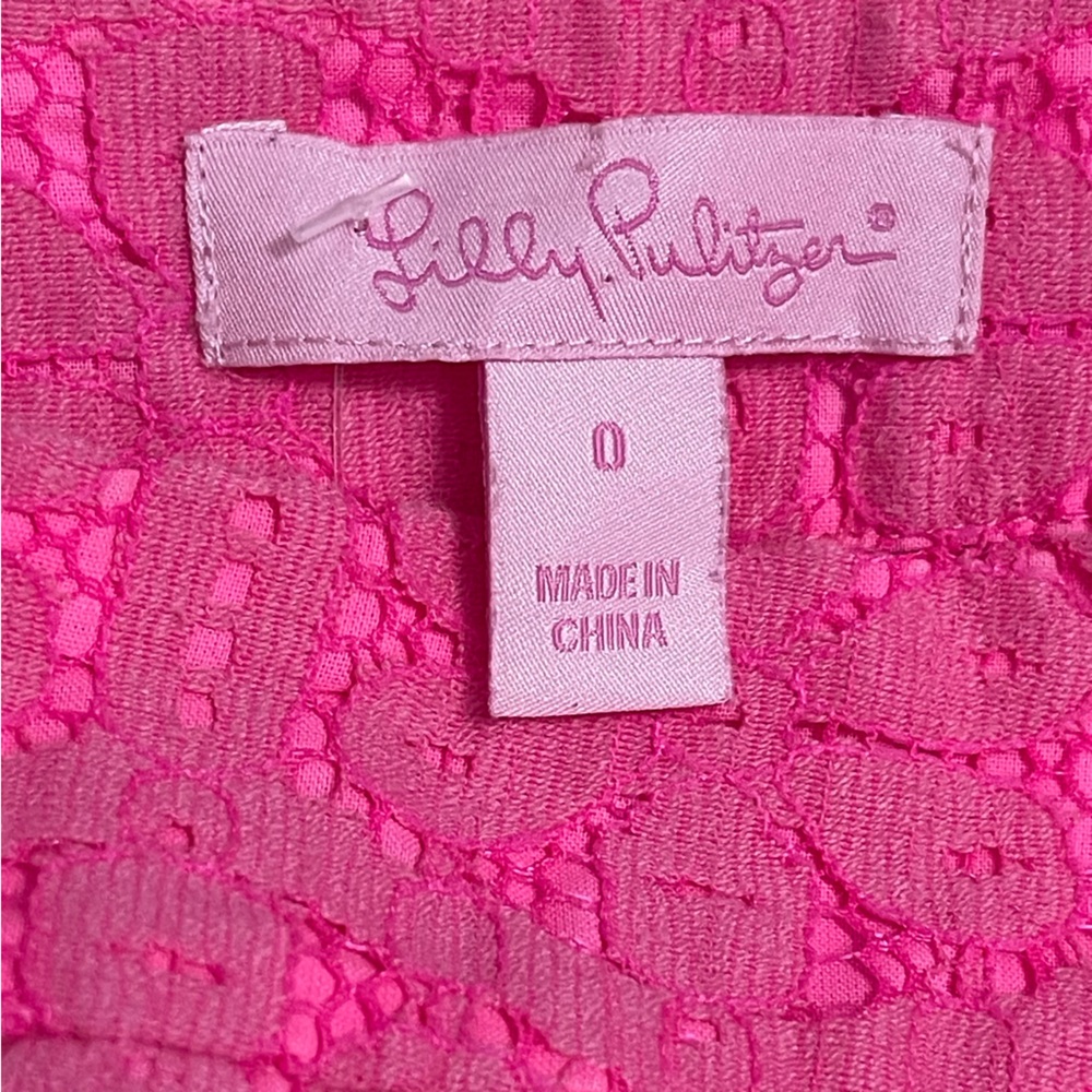 Lilly Pulitzer Vibrant Pink Lace Skater Skirt Size 0 - Picture 7 of 9